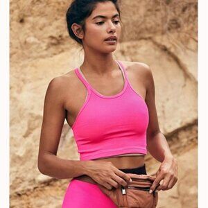 NWOT free people movement Happiness Runs Crop Tank in Hot Pink - Size XS/S